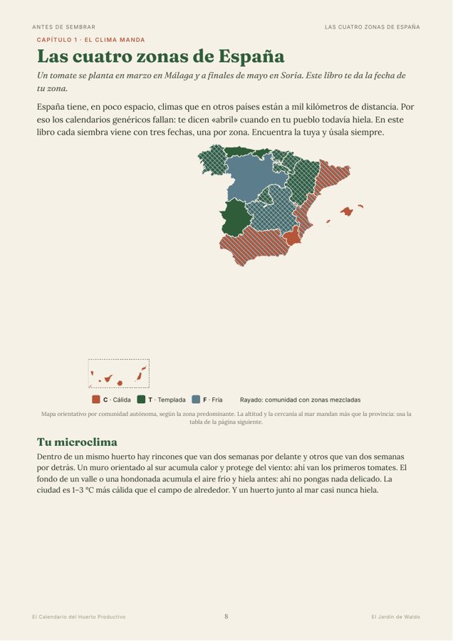 Mapa de las cuatro zonas de España